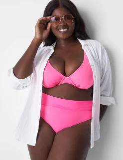 Swim Bottoms^Lane Bryant Foldover-Waist High-Leg Swim Brief Sugar Plum