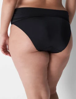 Swim Bottoms^Lane Bryant Foldover-Waist High-Leg Swim Brief Black