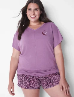 Sleep Separates^Lane Bryant French Terry Flutter-Sleeve Top Sleepy Moon