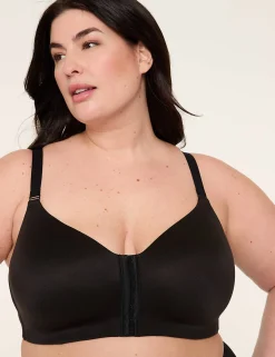 No-Wire Bras And Bralettes^Lane Bryant Front-Close No-Wire Bra Black