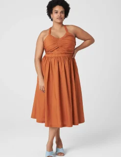 Date Night^Lane Bryant Gathered Bodice Fit & Flare Midi Dress Adobe