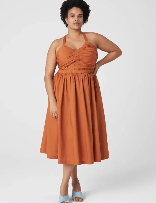 Date Night^Lane Bryant Gathered Bodice Fit & Flare Midi Dress Adobe