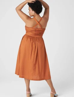 Date Night^Lane Bryant Gathered Bodice Fit & Flare Midi Dress Adobe