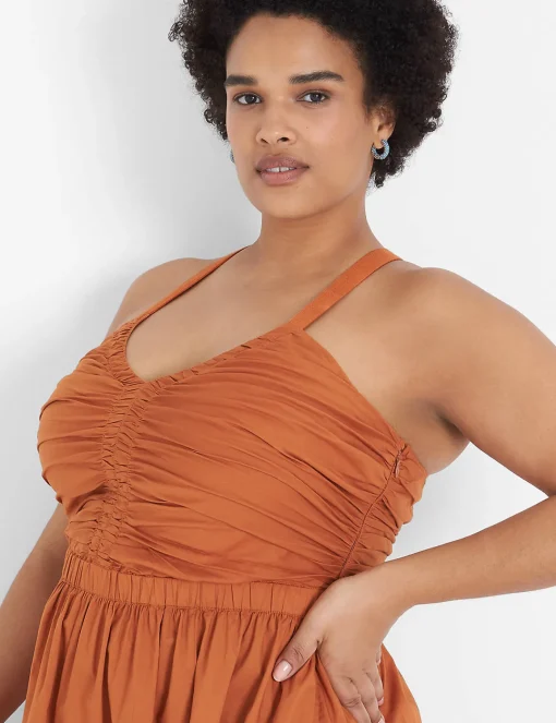 Date Night^Lane Bryant Gathered Bodice Fit & Flare Midi Dress Adobe