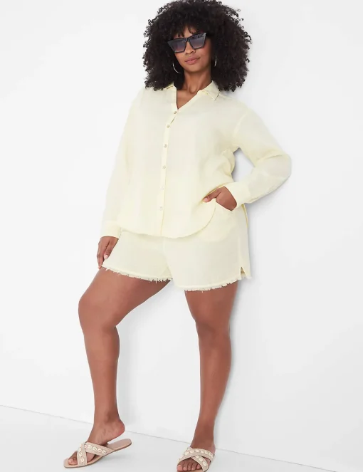 Shorts^Lane Bryant Gauze Beach Short Pastel Yellow