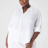 Shirts & Blouses^Lane Bryant Gauze Long-Sleeve Button-Down Beach Top White