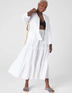 Skirts^Lane Bryant Gauze Tiered Maxi Skirt White