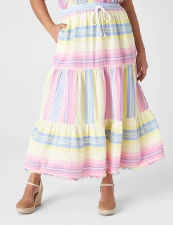 Skirts^Lane Bryant Gauze Tiered Maxi Skirt Rebecca Stripe