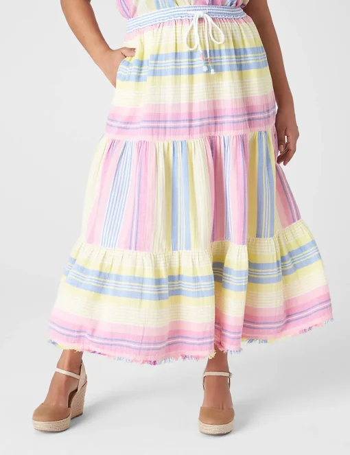 Skirts^Lane Bryant Gauze Tiered Maxi Skirt Rebecca Stripe