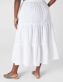Skirts^Lane Bryant Gauze Tiered Maxi Skirt White