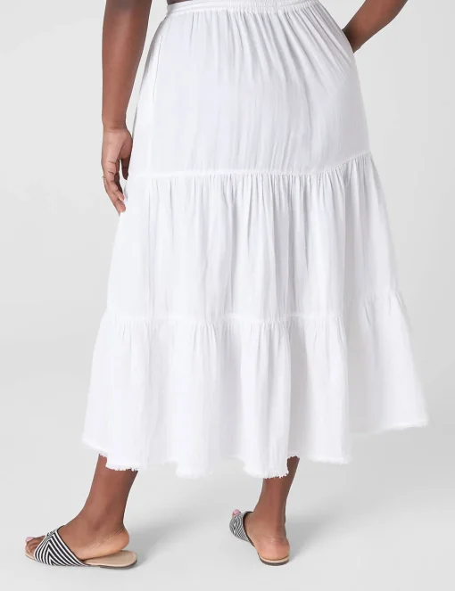 Skirts^Lane Bryant Gauze Tiered Maxi Skirt White