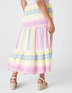 Skirts^Lane Bryant Gauze Tiered Maxi Skirt Rebecca Stripe
