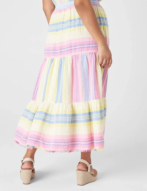 Skirts^Lane Bryant Gauze Tiered Maxi Skirt Rebecca Stripe
