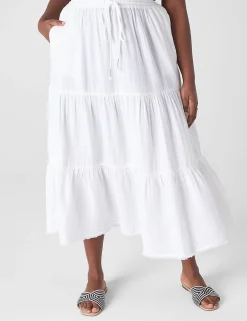Skirts^Lane Bryant Gauze Tiered Maxi Skirt White