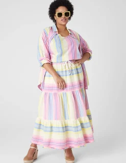 Skirts^Lane Bryant Gauze Tiered Maxi Skirt Rebecca Stripe