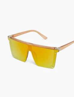 Sunglasses^Lane Bryant Gold And Multi Shields With Multi M Gold Tone