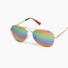 Sunglasses^Lane Bryant Gold Metal Aviator With Mirrored Ra Gold Tone