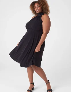 Fit & Flare^Lane Bryant Halter Tie-Neck A-Line Dress Black