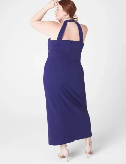 Occasion^Lane Bryant Halter-Front Keyhole Maxi Dress Navy
