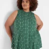 Knit Tops^Lane Bryant High-Neck Extreme Swing Tunic Tank Dark Green Geo