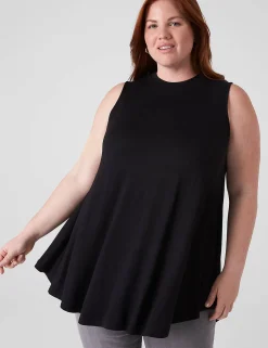 The Tee Shop^Lane Bryant High-Neck Extreme Swing Tunic Tank Black