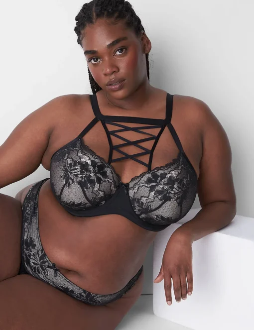 Underwire Bras^Lane Bryant High-Neck Lightly Lined Balconette Bra Black