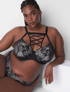 Balconette Bras^Lane Bryant High-Neck Lightly Lined Balconette Bra Black