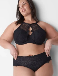Balconette Bras^Lane Bryant High-Neck Lightly Lined Balconette Bra Black