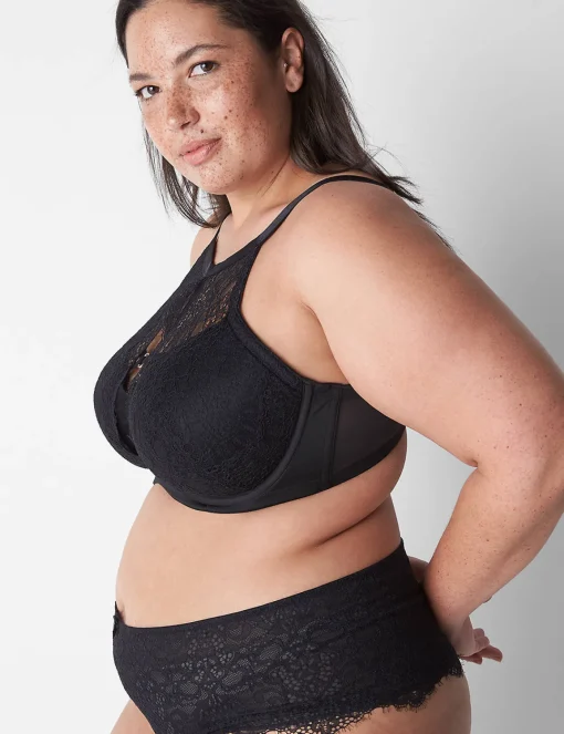 Balconette Bras^Lane Bryant High-Neck Lightly Lined Balconette Bra Black