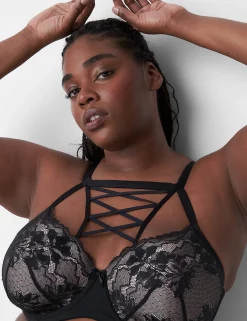 Underwire Bras^Lane Bryant High-Neck Lightly Lined Balconette Bra Black