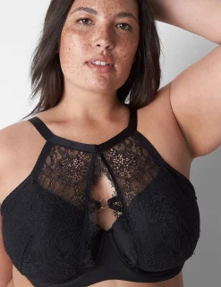 Balconette Bras^Lane Bryant High-Neck Lightly Lined Balconette Bra Black
