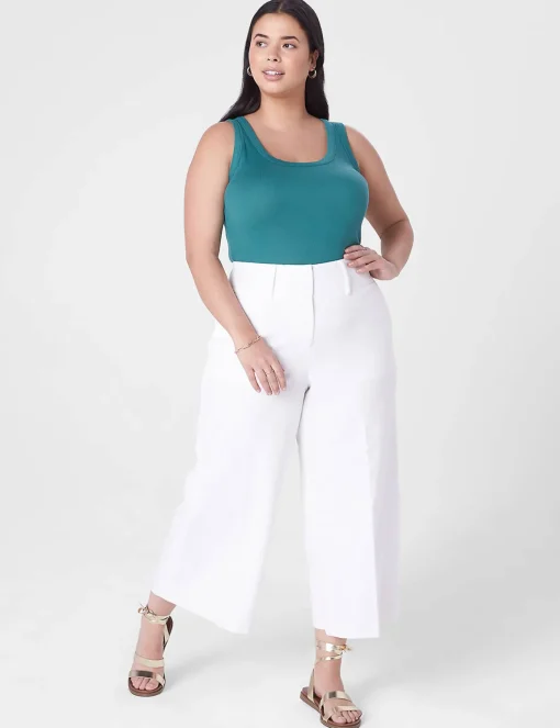 Perfect Drape^Lane Bryant High-Rise Perfect Drape Wide Leg Capri Pant Ivory Rose