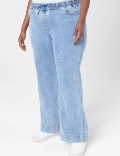 Straight Leg^Lane Bryant High-Rise Pull-On Relaxed Straight Jean Light Denim