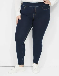 Skinny & Jegging^Lane Bryant High-Rise Sateen Pull-On Jegging Dark Denim