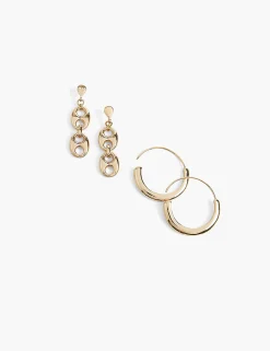 Earrings^Lane Bryant Hoop & Drop Earrings 2 Pack Gold Tone