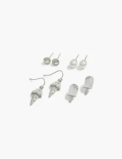 Whimsy^Lane Bryant Ice Cream Whimsy 4 Pack Earrings Silver