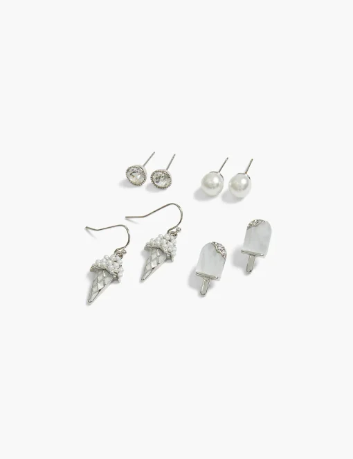Earrings^Lane Bryant Ice Cream Whimsy 4 Pack Earrings Silver