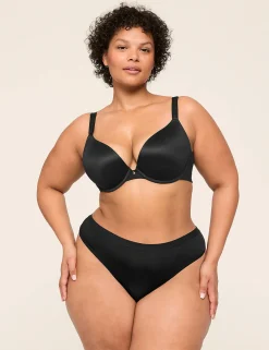 Underwire Bras^Lane Bryant Invisible Backsmoother Boost Plunge Bra Black