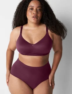 F To K Cups^Lane Bryant Invisible Backsmoother Lightly Lined Full Coverage No-Wire Bra Grape Wine