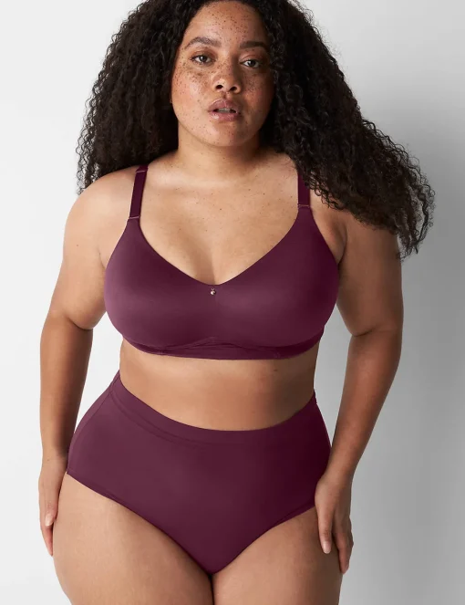 F To K Cups^Lane Bryant Invisible Backsmoother Lightly Lined Full Coverage No-Wire Bra Grape Wine