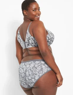 Underwire Bras^Lane Bryant Invisible Backsmoother Lightly Lined Balconette Bra Sea Floral Quiet Shade