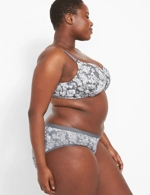 Underwire Bras^Lane Bryant Invisible Backsmoother Lightly Lined Balconette Bra Sea Floral Quiet Shade