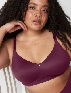 F To K Cups^Lane Bryant Invisible Backsmoother Lightly Lined Full Coverage No-Wire Bra Grape Wine