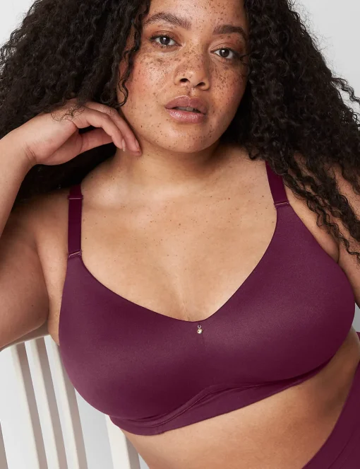 F To K Cups^Lane Bryant Invisible Backsmoother Lightly Lined Full Coverage No-Wire Bra Grape Wine