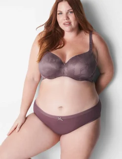 Underwire Bras^Lane Bryant Invisible Lace Backsmoother Lightly Lined Balconette Bra Flint