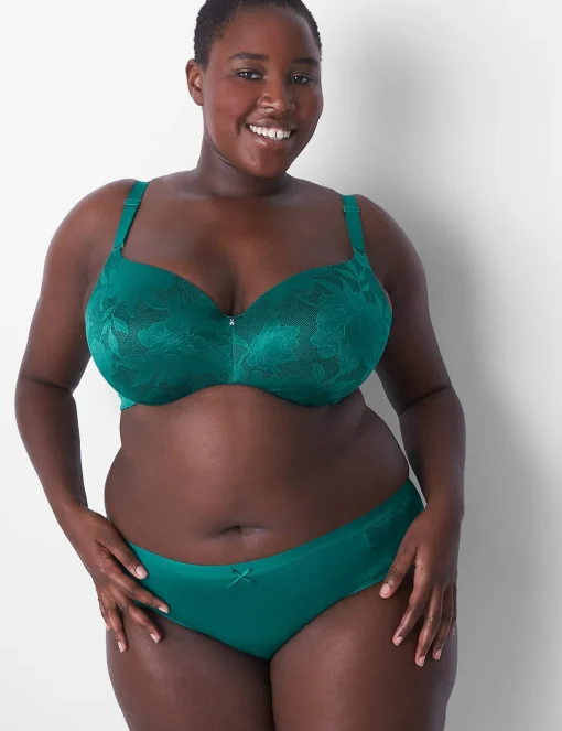 Underwire Bras^Lane Bryant Invisible Lace Backsmoother Lightly Lined Balconette Bra Quetzal Green