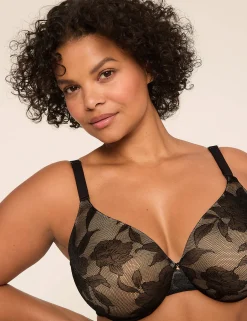 Full Coverage Bras^Lane Bryant Invisible Lace Backsmoother Lightly Lined Full Coverage Bra Black