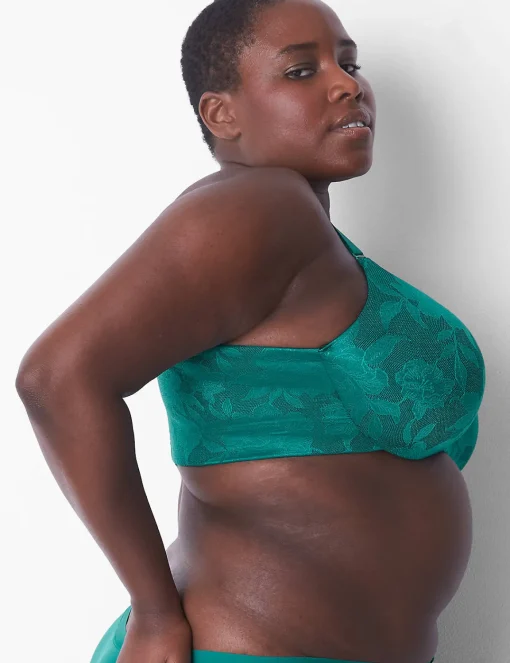 Underwire Bras^Lane Bryant Invisible Lace Backsmoother Lightly Lined Balconette Bra Quetzal Green