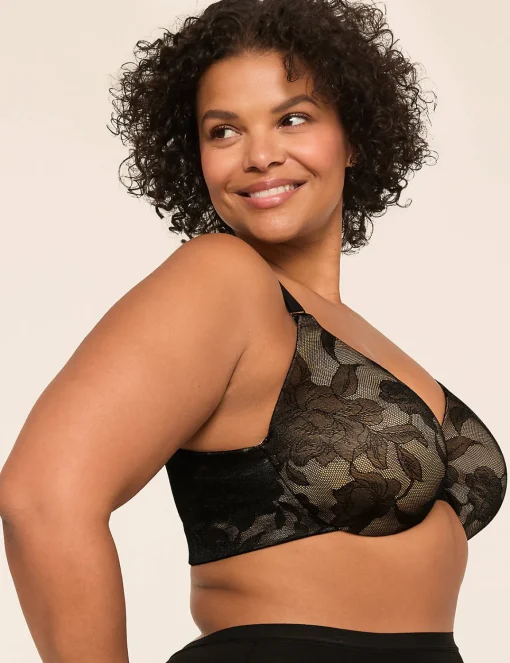 Full Coverage Bras^Lane Bryant Invisible Lace Backsmoother Lightly Lined Full Coverage Bra Black