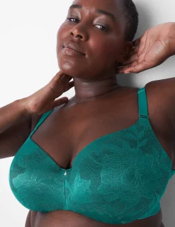 Underwire Bras^Lane Bryant Invisible Lace Backsmoother Lightly Lined Balconette Bra Quetzal Green